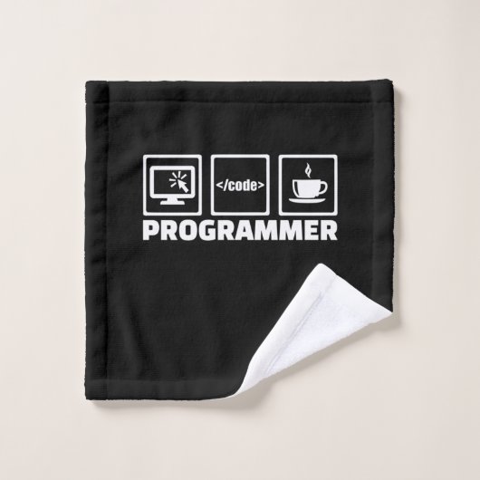 Programmeur Écrire Code Et Boire Café (Gant de toilette)