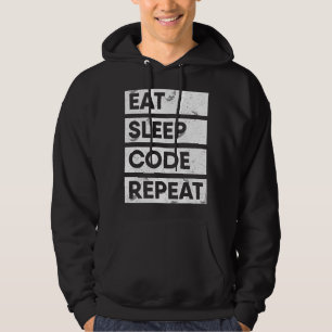 Programmeur Eet Slaap Code Herhaal Coderingswerk Hoodie