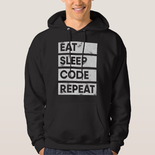 Programmeur Eet Slaap Code Herhaal Coderingswerk Hoodie (Voorkant)