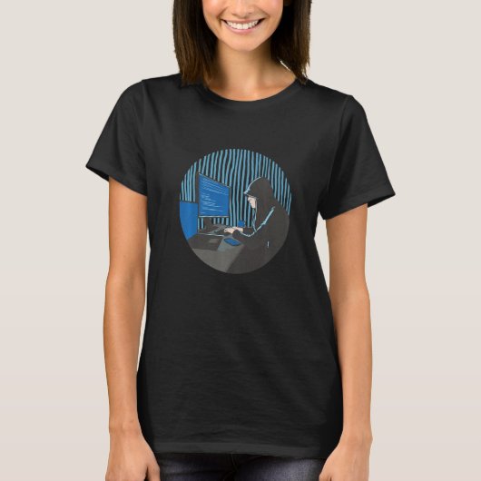 Programmeur Hacker Meisje Codeer Computer T-shirt (Voorkant)