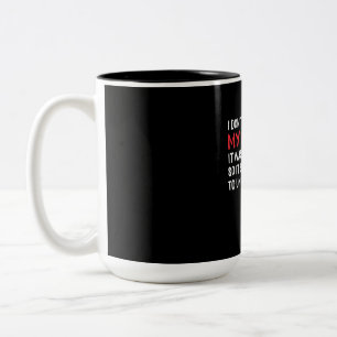 Programmeur ik becommentariëer Mijn Code niet Tweekleurige Koffiemok