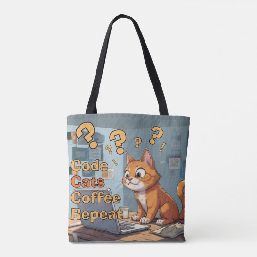 Programmeur Kat Humor Code, Katten, Koffie – Herha Draagtas (Achterkant)