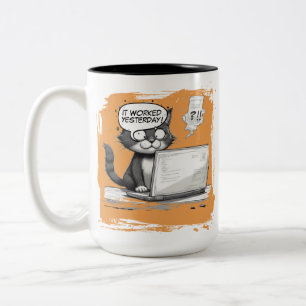 Programmeur Kat Humor Debuggen is Catastrofaal Tweekleurige Koffiemok