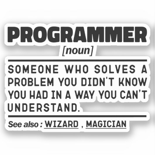 Programmeur Noun Software Developer Humor Joke Sticker (Voorkant)