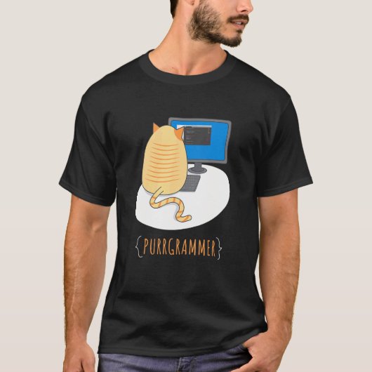Programmeur Werk Van Thuis Kat T-shirt (Voorkant)