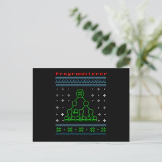 Programmier Computer Ugly kerstSweater Gift Briefkaart (Staand voorkant)