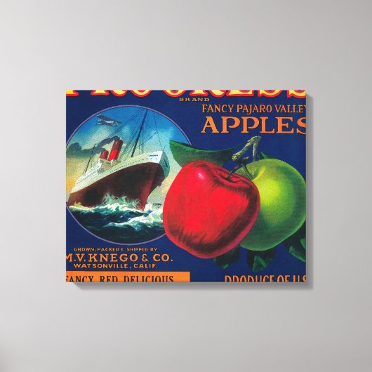 Progress Apple Crate LabelWatsonville, CA Canvas Afdruk (Voorkant)