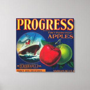 Progress Apple Crate LabelWatsonville, CA Canvas Afdruk