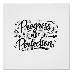 Progress Niet Perfectie Motivatie Citaat Ontwerp Perfect Poster