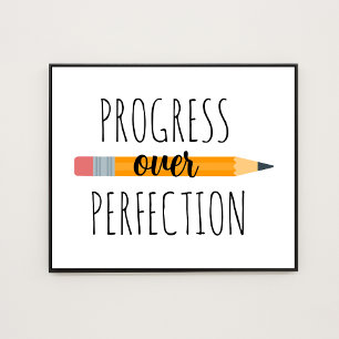 Progress Over Perfection Motivatieklas Poster