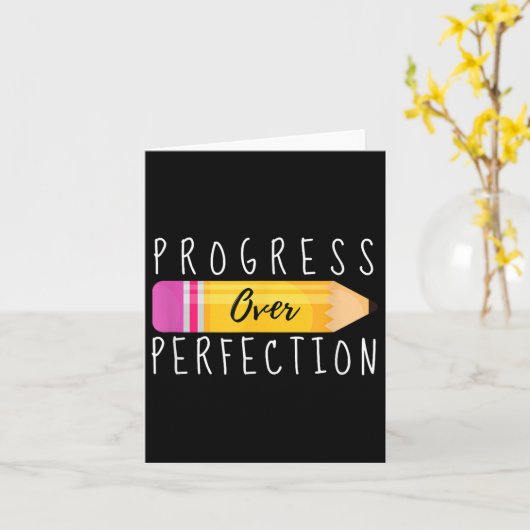 Progress Over Perfection Motivational Back To Scho Kaart (Gele Bloem)