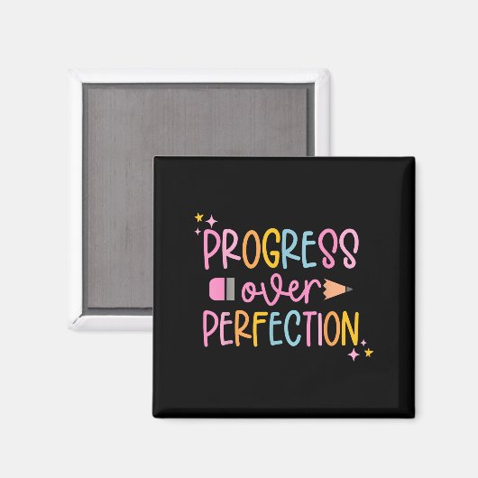 Progress Over Perfection Motivational Back To Scho Magneet (Voorkant / Achterkant)