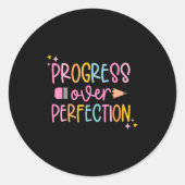 Progress Over Perfection Motivational Back To Scho Ronde Sticker (Voorkant)