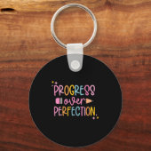 Progress Over Perfection Motivational Back To Scho Sleutelhanger (Voorkant)