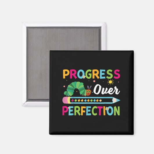 Progress Over Perfection Motivational Quote Studen Magneet (Voorkant / Achterkant)
