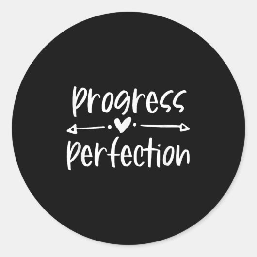 Progress Over Perfection Motivational Ronde Sticker (Voorkant)