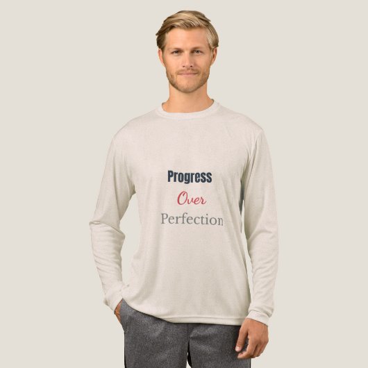 Progress Over Perfection – Motivational Typography Tri-Blend Shirt (Voorkant)