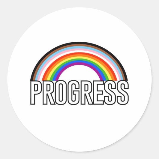 Progress Pride Arc Ronde Sticker (Voorkant)