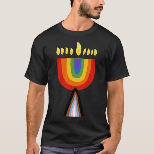 Progress Pride Chanukiah T-shirt (Voorkant)
