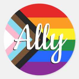 Progress Pride Flag Ally Button Ronde Sticker
