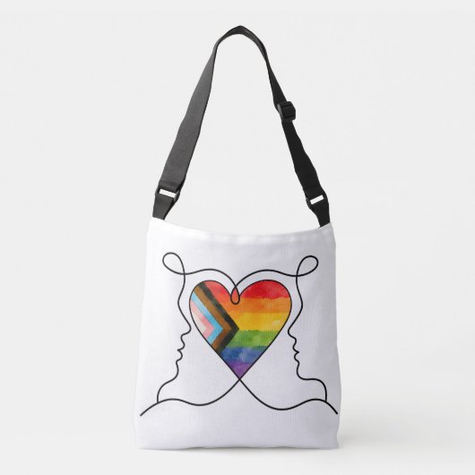 Progress Pride Hart Lijn Kunst Crossbody Tas (Voorkant)
