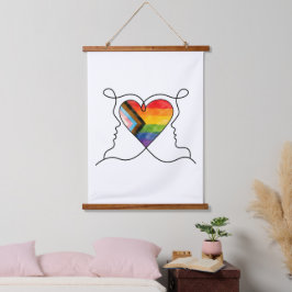 Progress Pride Hart Lijn Kunst Hangend Wandkleed