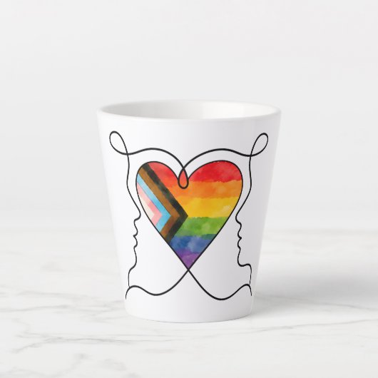 Progress Pride Hart Lijn Kunst Latte Mok (Voorkant)