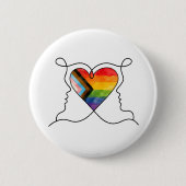 Progress Pride Hart Lijn Kunst Ronde Button 5,7 Cm (Voorkant)
