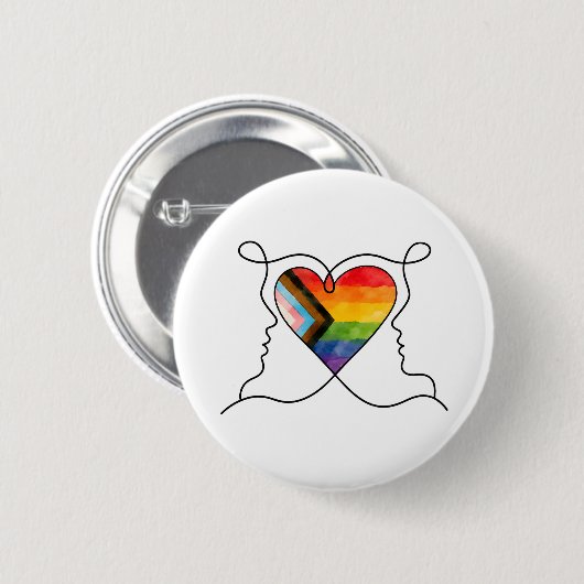 Progress Pride Hart Lijn Kunst Ronde Button 5,7 Cm (Voorkant /achterkant)