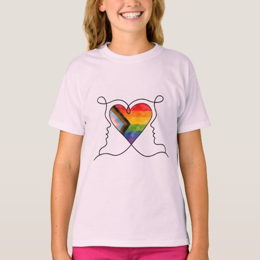 Progress Pride Hart Lijn Kunst T-shirt (Voorkant)