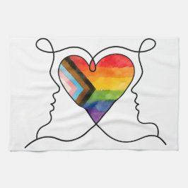 Progress Pride Hart Lijn Kunst Theedoek