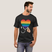 Progress Pride Hart met Stethoscoop T-shirt (Voorkant volledig)