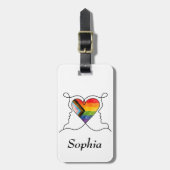 Progress Pride Heart Lijn Kunst Bagagelabel (Voorkant verticaal)