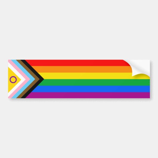 Progress Pride Inclusive Pride vlag Bumpersticker (Voorkant)