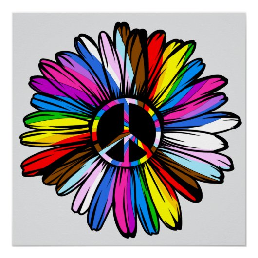 Progress Pride Peace Daisy - LGBTQ+ Love Wins Perfect Poster (Voorkant)