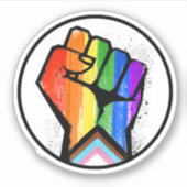 Progress Pride Resistance Circle Sticker (Voorkant)