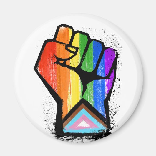 Progress Pride Vuist Magneet (Voorkant)