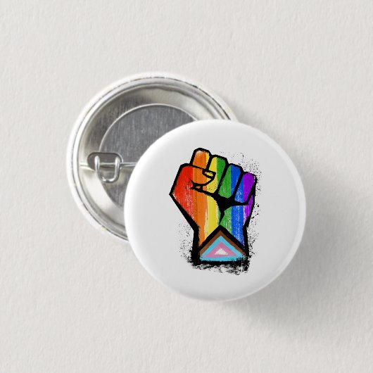 Progress Pride Vuist Ronde Button 3,2 Cm (Voorkant /achterkant)