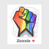 Progress Pride Vuist Sticker (Vel)