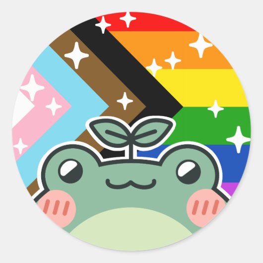 Progressie POC LGBT Pride Vlag Kikker Ronde Sticker (Voorkant)