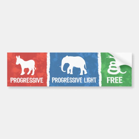 Progressief, progressief licht, vrij - neem 3 bumpersticker (Voorkant)