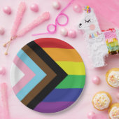 Progressieve LGBTQIA-vlag Papieren Bordje (Feest)