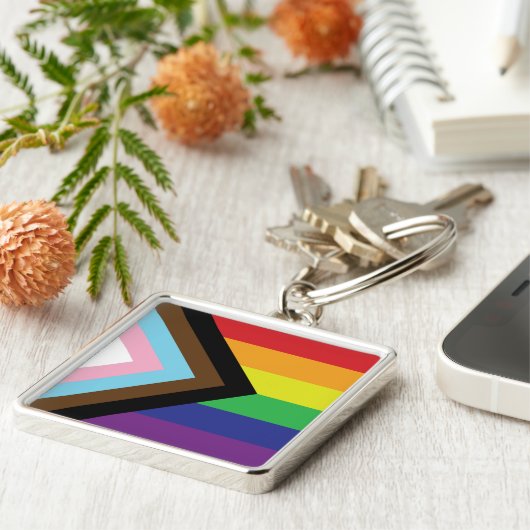 Progressieve LGBTQIA-vlag Sleutelhanger (Zijkant)