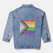 Progressieve Rainbow Flag LGBT Gay Script Denim Jacket (Achterkant)