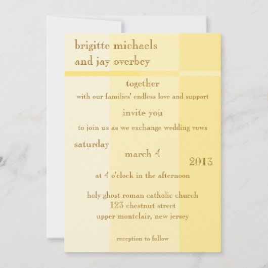 Progression jaune Faire-part de mariage moderne (Dos)