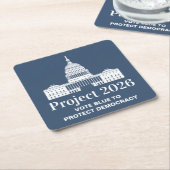 Project 2026 Vote for Democracy Vierkante Kartonnen Onderzetter (Schuin)