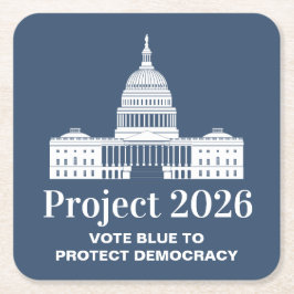 Project 2026 Vote for Democracy Vierkante Kartonnen Onderzetter