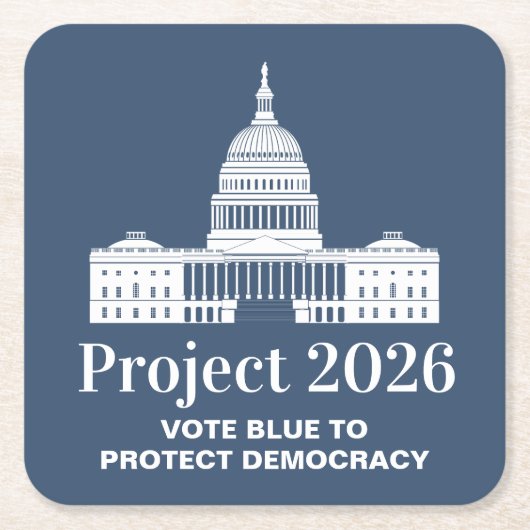Project 2026 Vote for Democracy Vierkante Kartonnen Onderzetter (Voorkant)