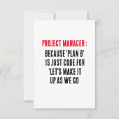 Project Manager Omdat 'Plan B' slechts code is voo Bedankkaart (Voorkant)