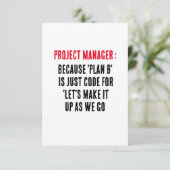 Project Manager Omdat 'Plan B' slechts code is voo Bedankkaart (Staand voorkant)